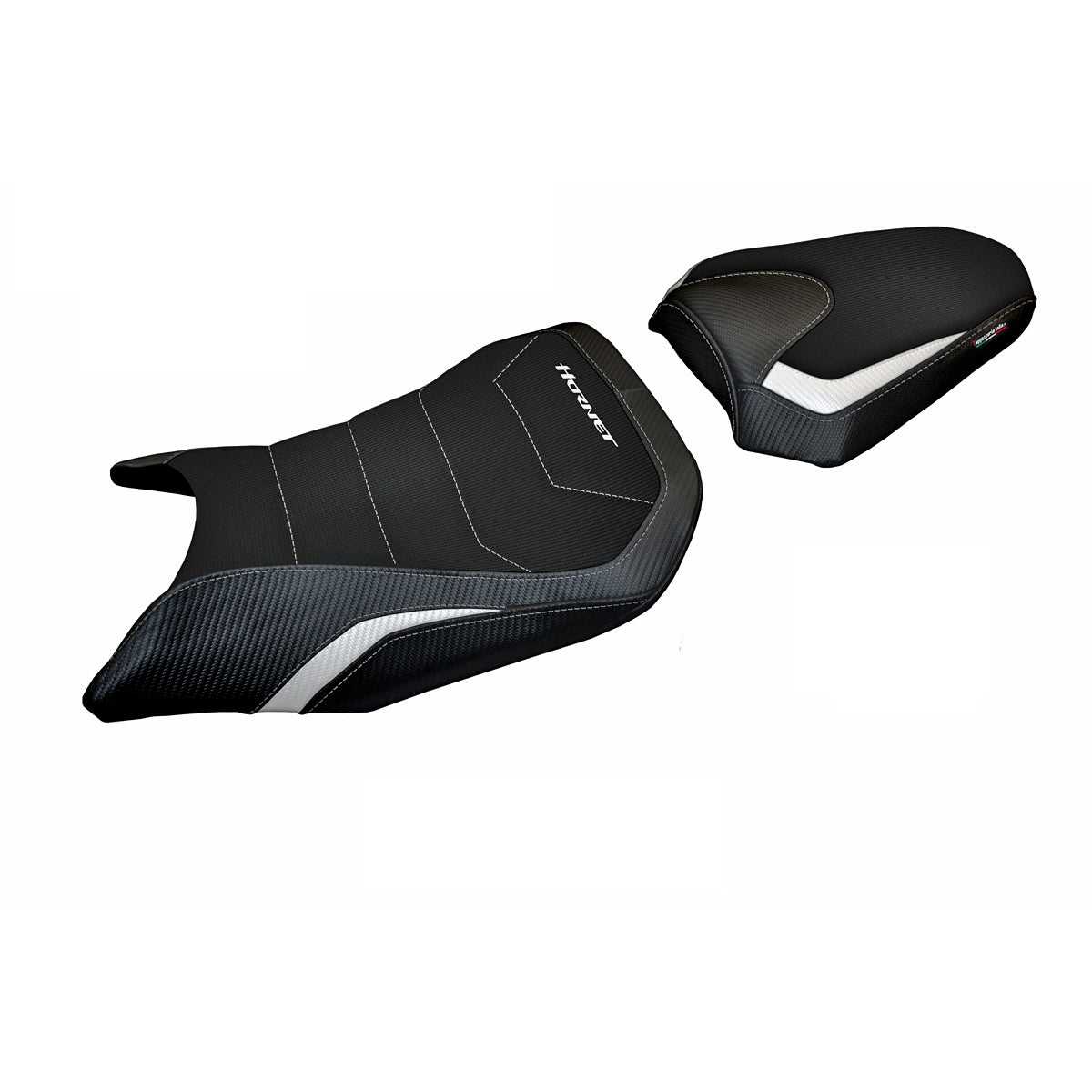 Funda de asiento para Honda CB750 Hornet 2023-2025 Tappezzeria Italia TPZ Comfort en blanco y negro