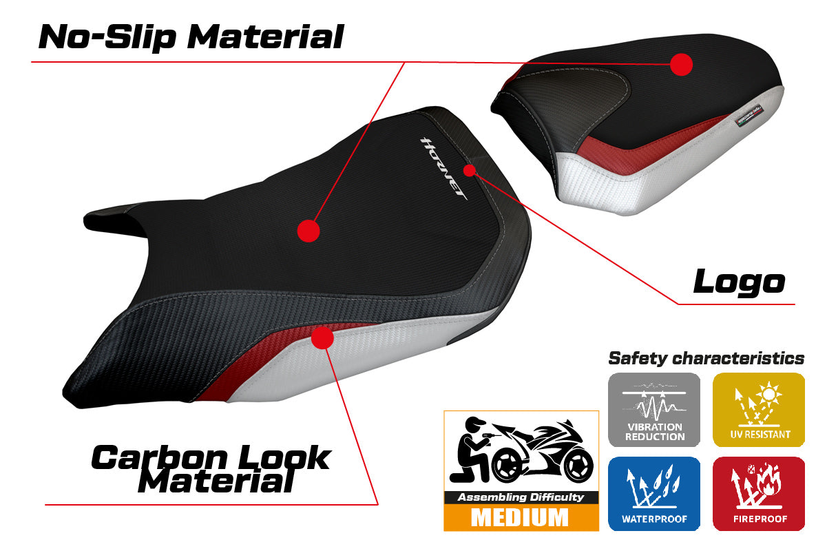 Honda CB750 Hornet 2023-2026 Seat Cover Tappezzeria Italia TPZ in White, Red and Black