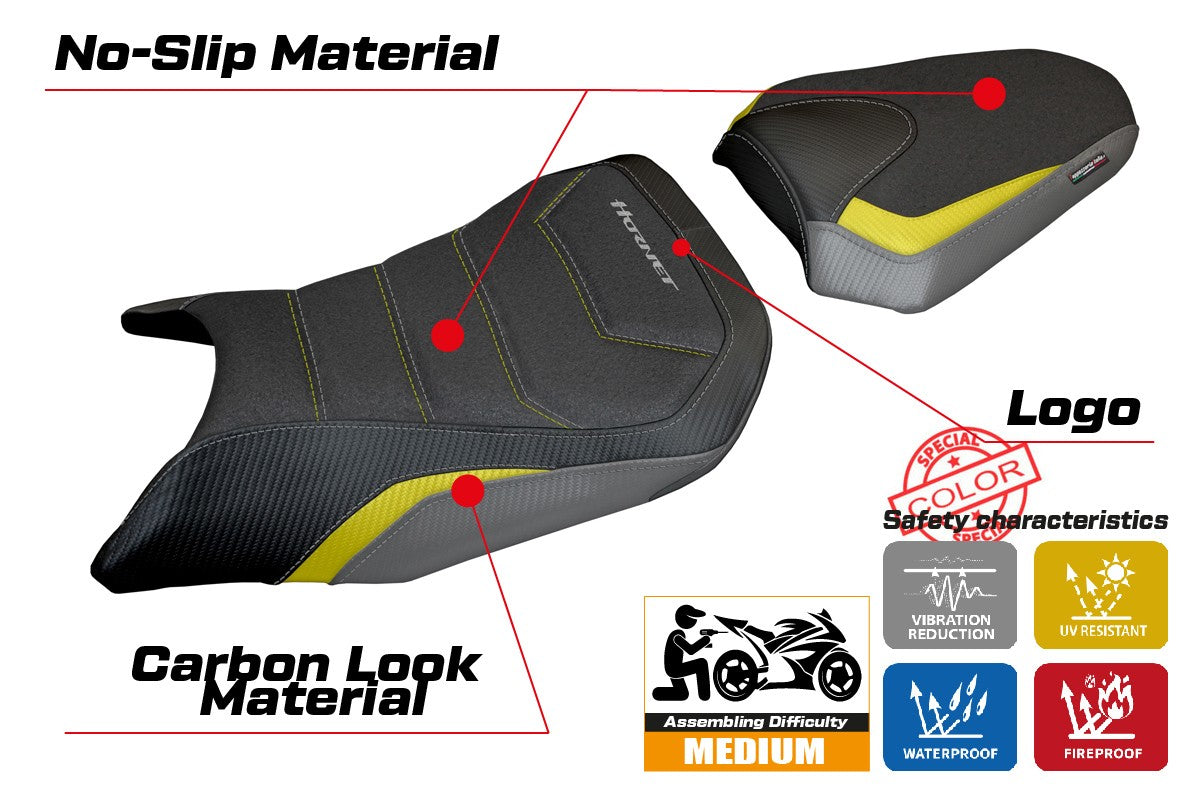 Honda CB 750 Hornet 2023-2025 Seat Cover Tappezzeria Italia TPZ Ultragrip Grey Yellow Black