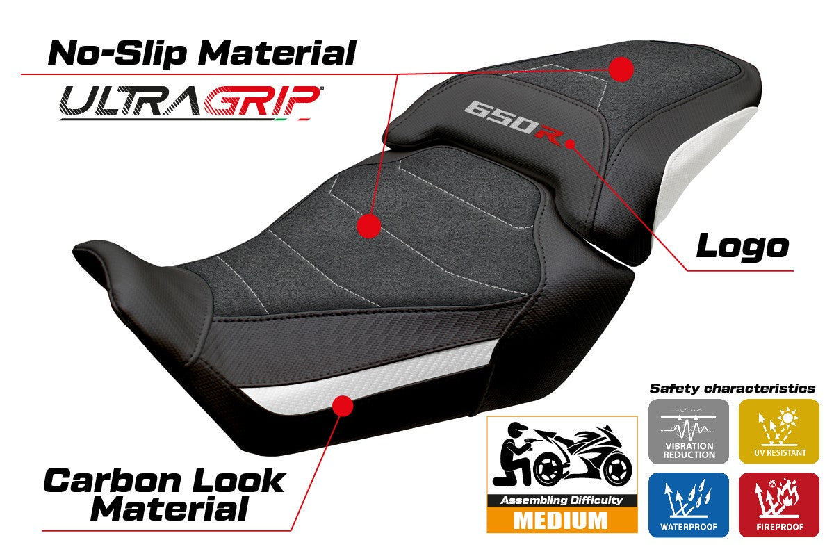 Honda CBR650R 2024-2025 Seat Cover Tappezzeria Italia TPZ Ultragrip White Black