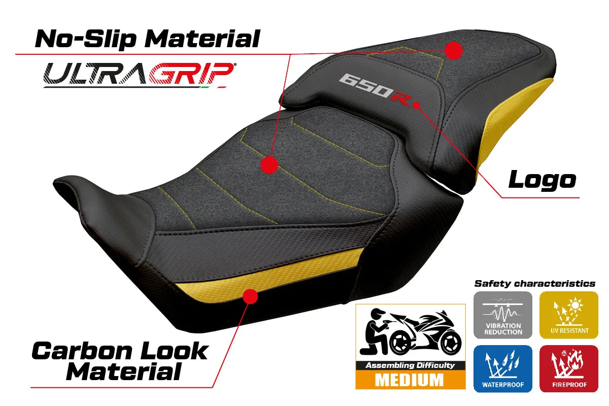 Honda CBR650R 2024-2026 Seat Cover TPZ Italia Ultragrip Yellow Black