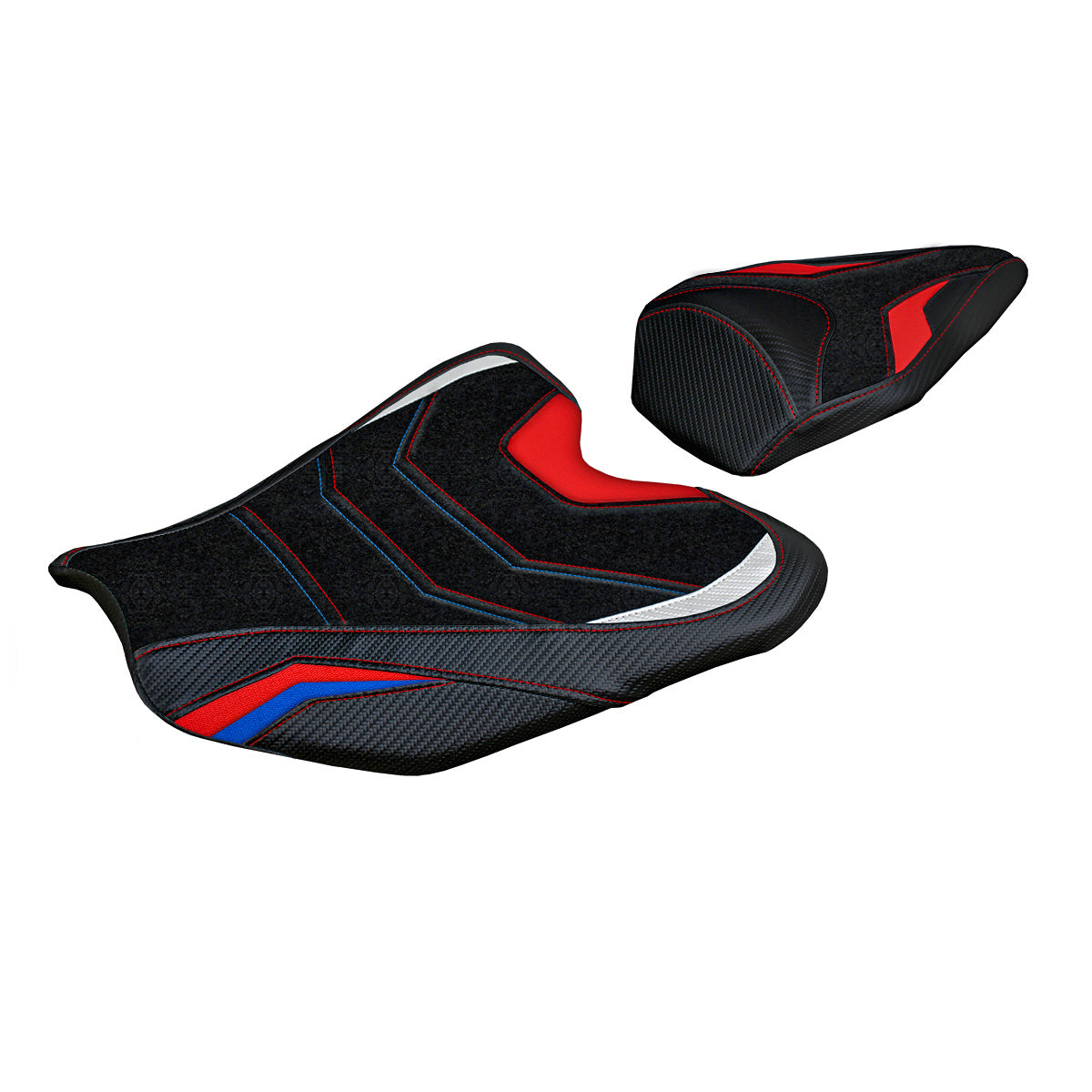 Funda de asiento Honda CBR1000RR-R Fireblade 2020-2025 Tappezzeria Italia TPZ Ultragrip en azul y rojo