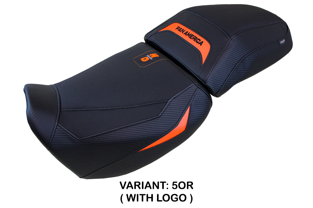 Funda de asiento para Harley Davidson Pan America 2021-2025 Tappezzeria Italia TPZ en naranja y negro