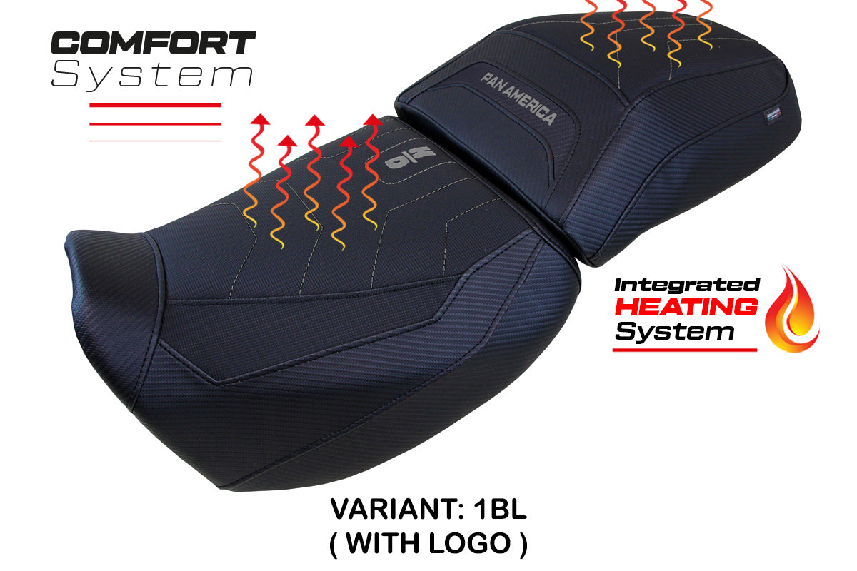 Funda de asiento Harley Davidson Pan America 2021-2025 Tappezzeria Italia TPZ Comfort calefactable en negro