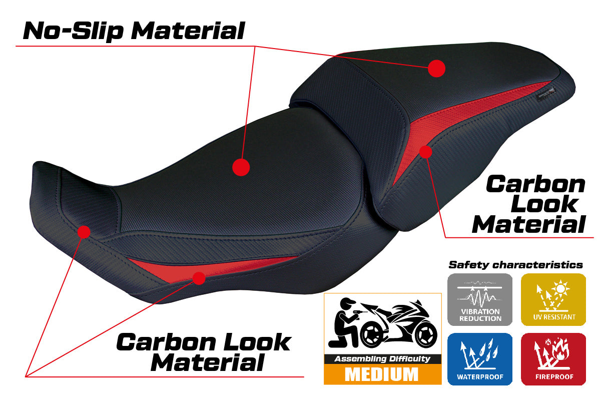 Funda de asiento para Honda CB300R 2018-2025 Tappezzeria Italia TPZ en rojo y negro