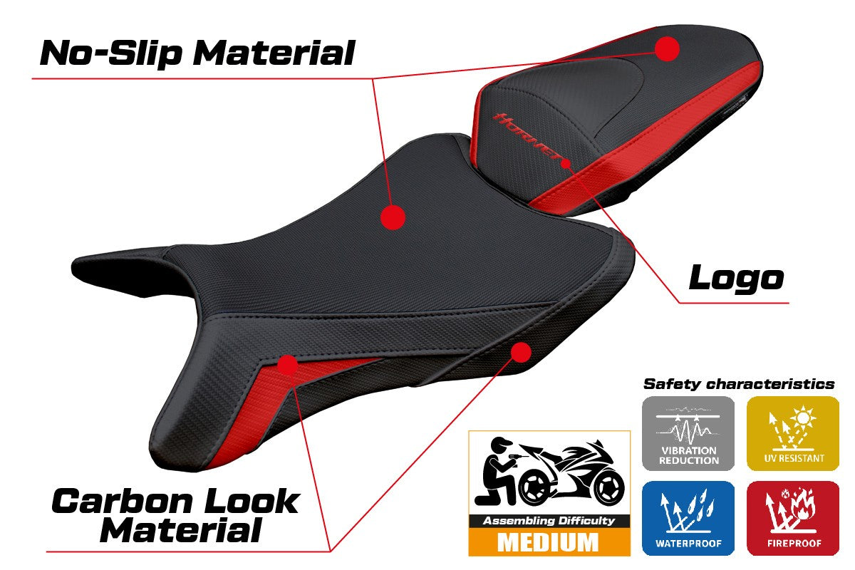 Funda de asiento Honda CB 1000 Hornet 2025 Tappezzeria Italia TPZ Rojo Negro