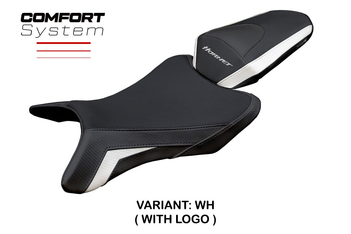 Funda de asiento Honda CB 1000 Hornet 2025 Tappezzeria Italia TPZ Comfort Blanco Negro