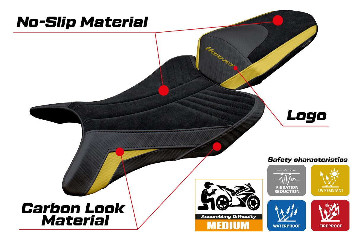 Honda CB 1000 Hornet 2025 Seat Cover Tappezzeria Italia TPZ Velvet Gold Black