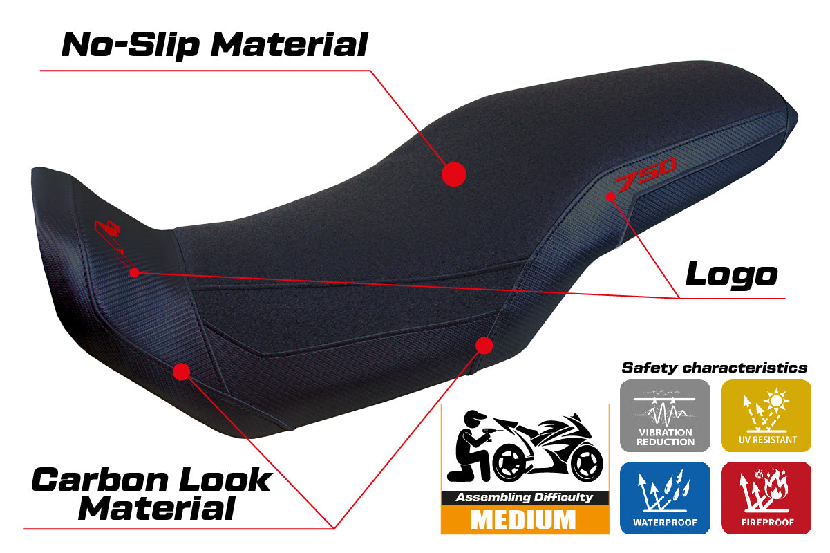 Funda de asiento Honda Transalp XL 750 2023-2025 Tappezzeria Italia TPZ Ultragrip en negro