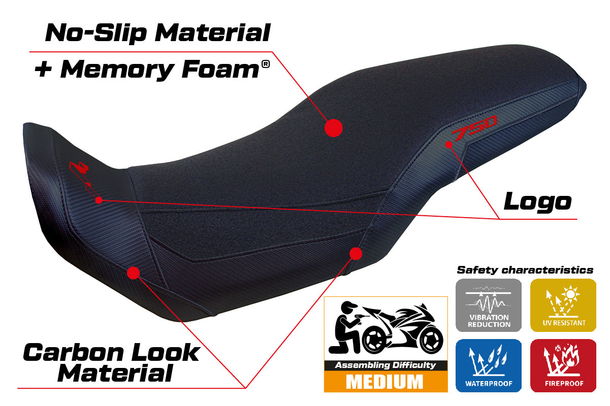 Honda Transalp XL 750 2023-2025 Seat Cover Tappezzeria Italia TPZ Comfort Ultragrip in Black