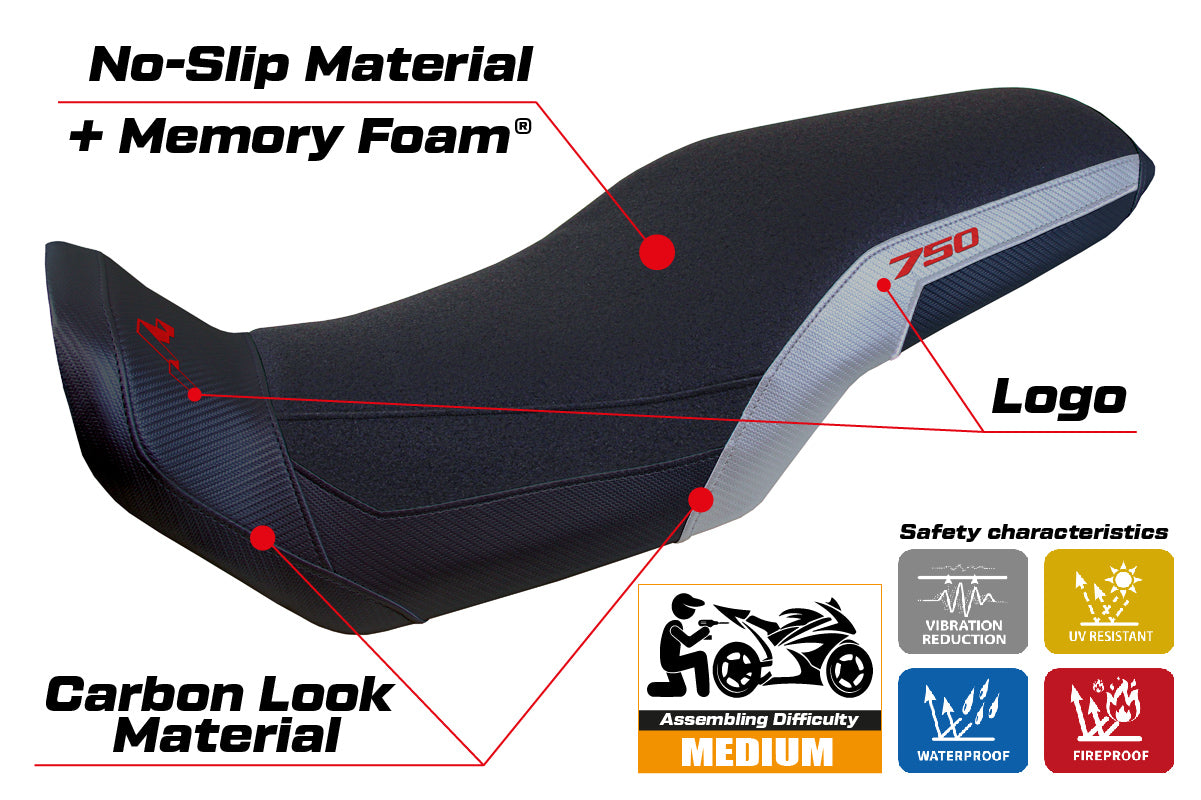 Honda Transalp XL 750 2023-2025 Seat Cover Tappezzeria Italia TPZ Comfort Ultragrip in Silver