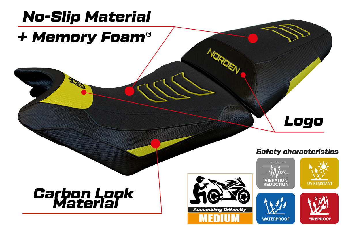 Husqvarna Norden 901 2022-2025 Seat Cover Tappezzeria Italia TPZ Comfort Heated in Yellow