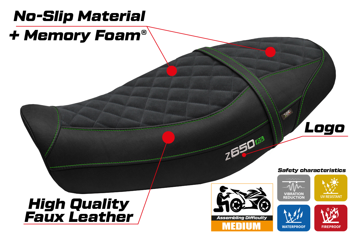 Kawasaki Z650RS 2022-2026 Seat Cover TPZ Italia Velvet Comfort Green