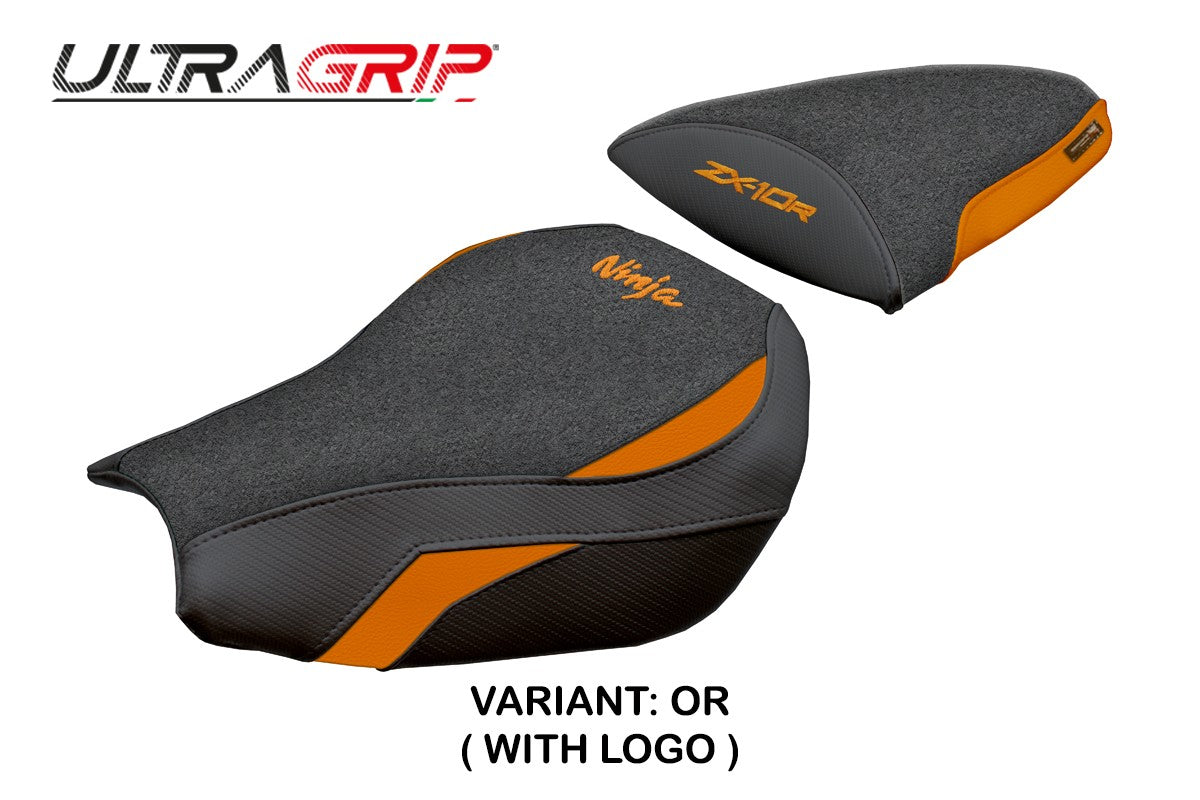 Funda de asiento Kawasaki Ninja ZX 10 R 2006-2007 Tappezzeria Italia TPZ Ultragrip Naranja Negro