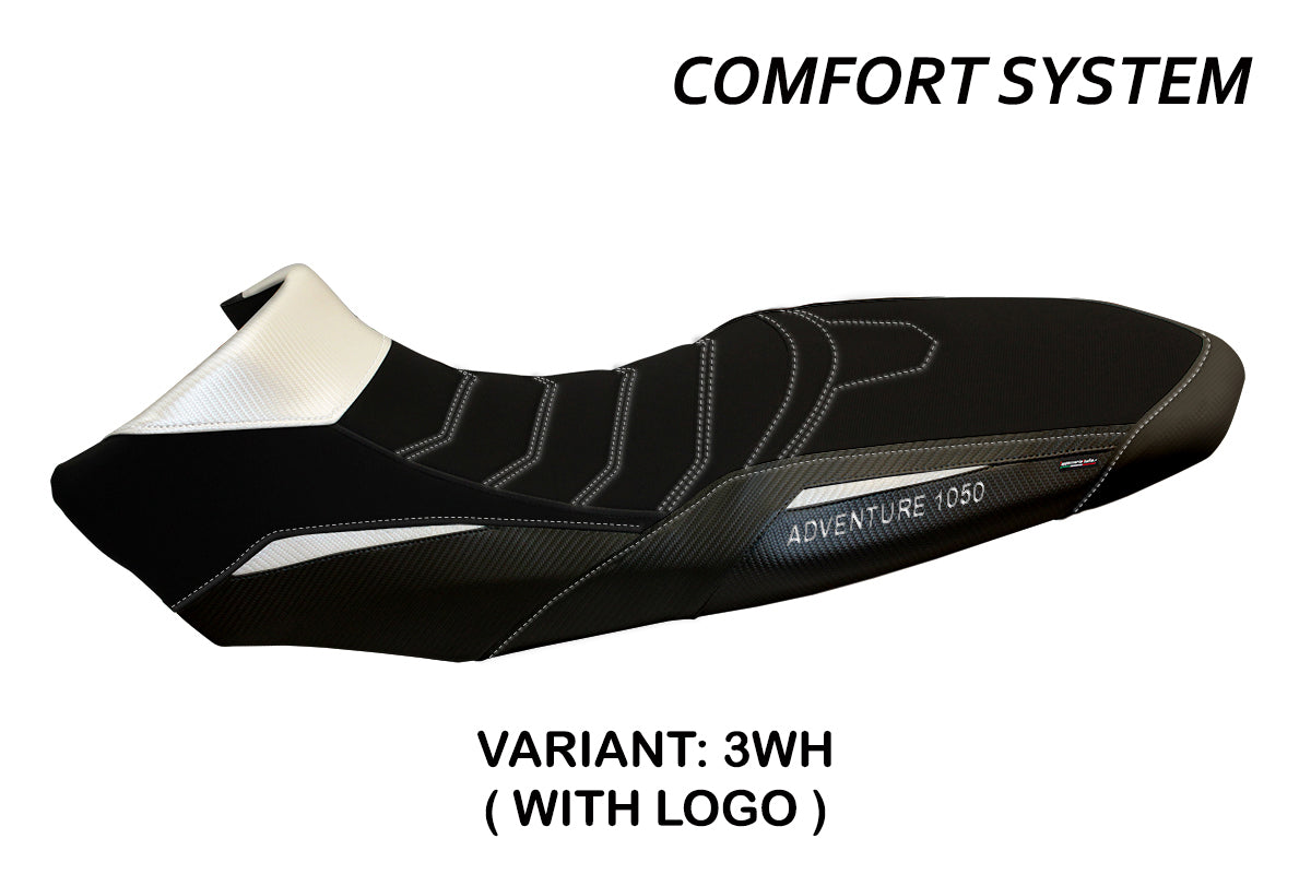KTM 1050 Adventure 2015-2016 Seat Cover Tappezzeria Italia TPZ Comfort in White and Black