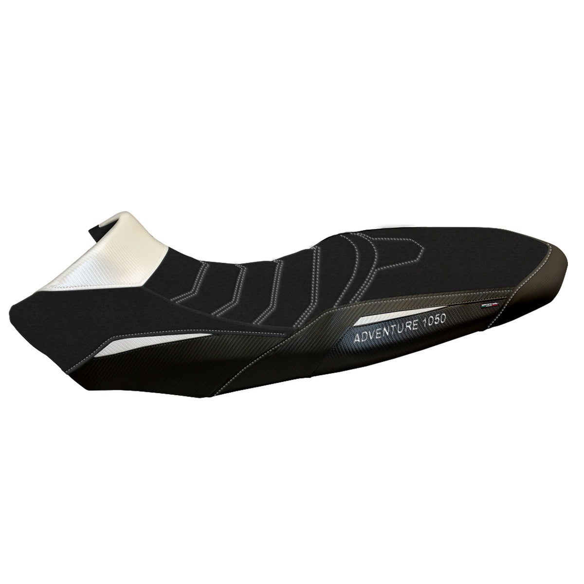 Funda de asiento KTM 1050 Adventure 2015-2016 Tappezzeria Italia TPZ Ultragrip en blanco y negro