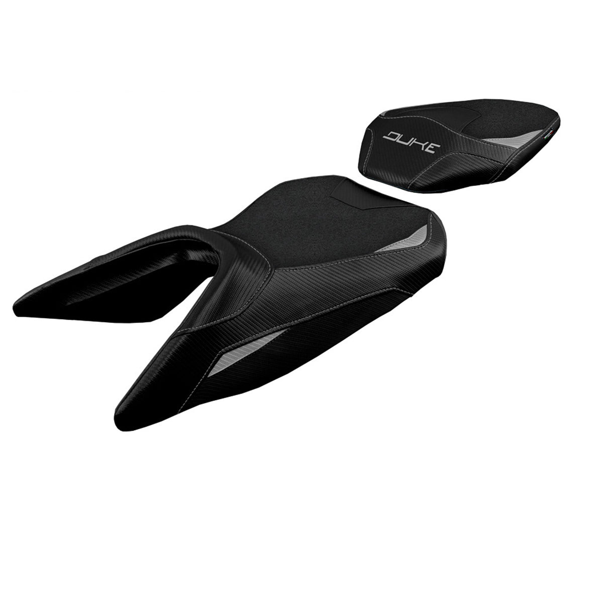 KTM 125 Duke 2017-2025 Seat Cover Tappezzeria Italia TPZ Ultragrip in Silver and Black