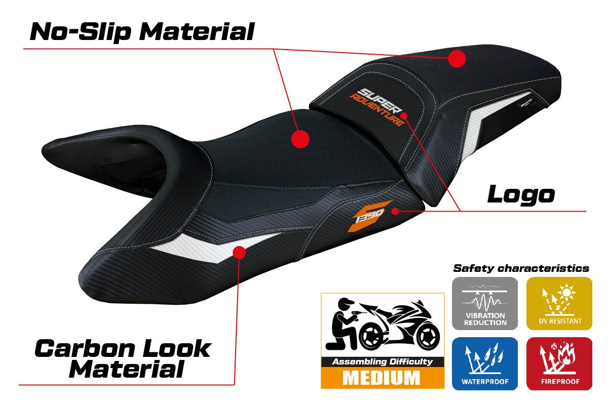 KTM 1390 Super Adventure S 2025 Seat Cover Tappezzeria Italia TPZ White Black