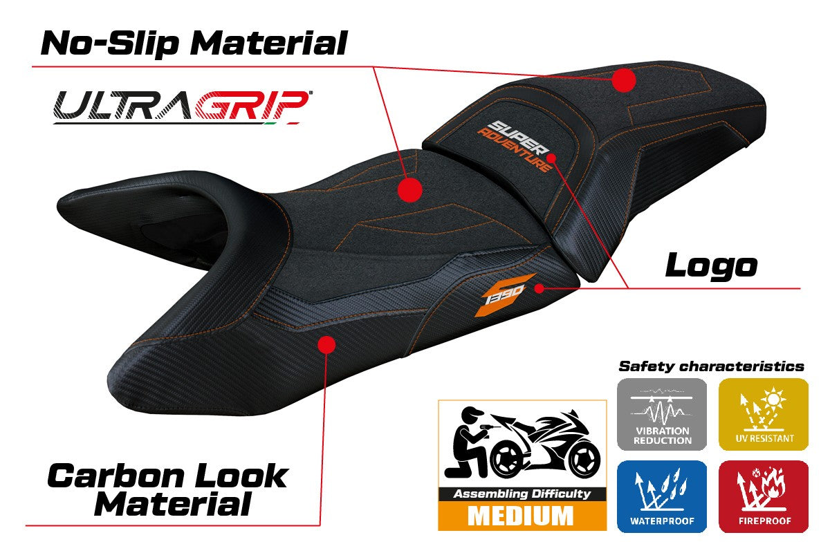 KTM 1390 Super Adventure S 2025 Seat Cover Tappezzeria Italia TPZ Ultragrip Black