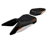 KTM 250 Duke 2017-2023 Seat Cover Tappezzeria Italia TPZ in White, Orange, and Black