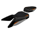 KTM 250 Duke 2017-2023 Seat Cover Tappezzeria Italia TPZ in Silver, Orange, and Black