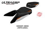 Funda de asiento KTM 250 Duke 2017-2023 Tappezzeria Italia TPZ Ultragrip en blanco y naranja