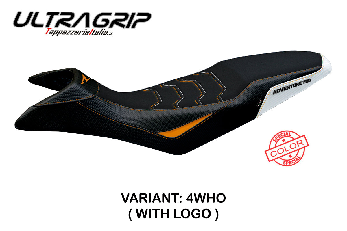 KTM 790 Adventure R 2019-2020 Seat Cover Tappezzeria Italia TPZ Ultragrip in White and Orange