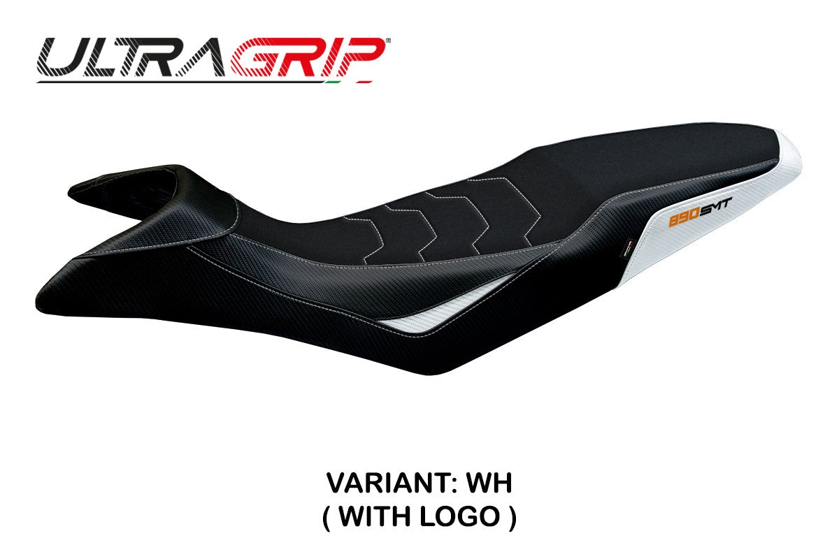 KTM 890 SMT 2023-2026 Seat Cover TPZ Italia Ultragrip White Black