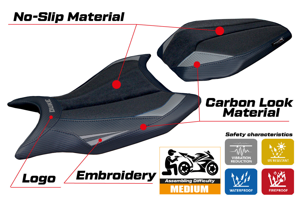 KTM 990 Duke 2024-2025 Seat Cover Tappezzeria Italia TPZ Ultragrip in Grey and Black