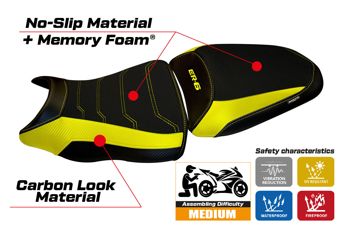 Funda para asiento Kawasaki ER-6N ER-6F 2012-2016 Tappezzeria Italia TPZ Comfort en Amarillo