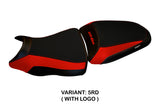 Funda de asiento Kawasaki ER-6N ER-6F 2012-2016 Tappezzeria Italia TPZ en rojo y negro