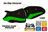 Funda de asiento Kawasaki ER-6N ER-6F 2012-2016 Tappezzeria Italia TPZ en verde y negro