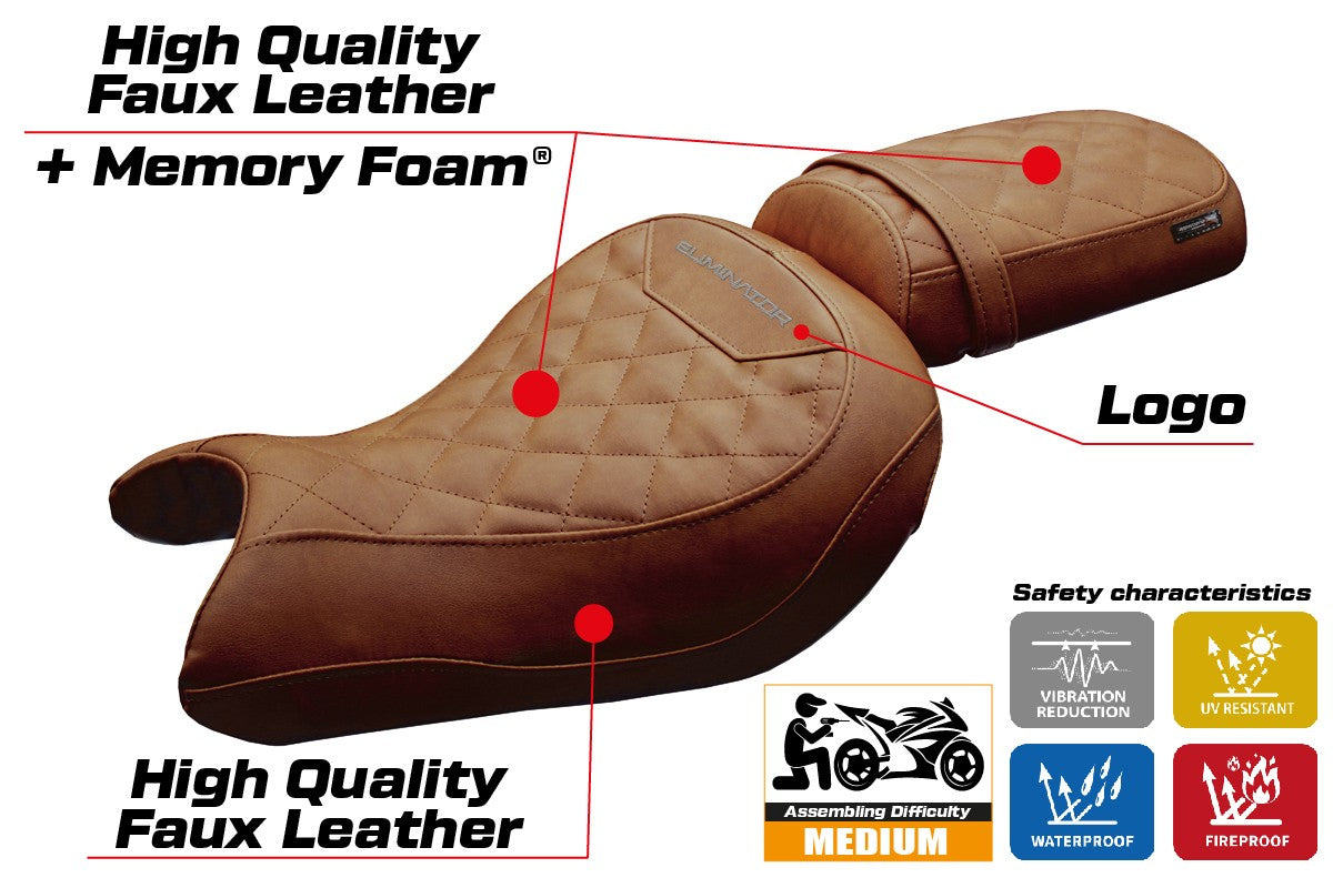 Kawasaki Eliminator 500 2024-2025 Seat Cover Tappezzeria Italia TPZ Comfort Brown