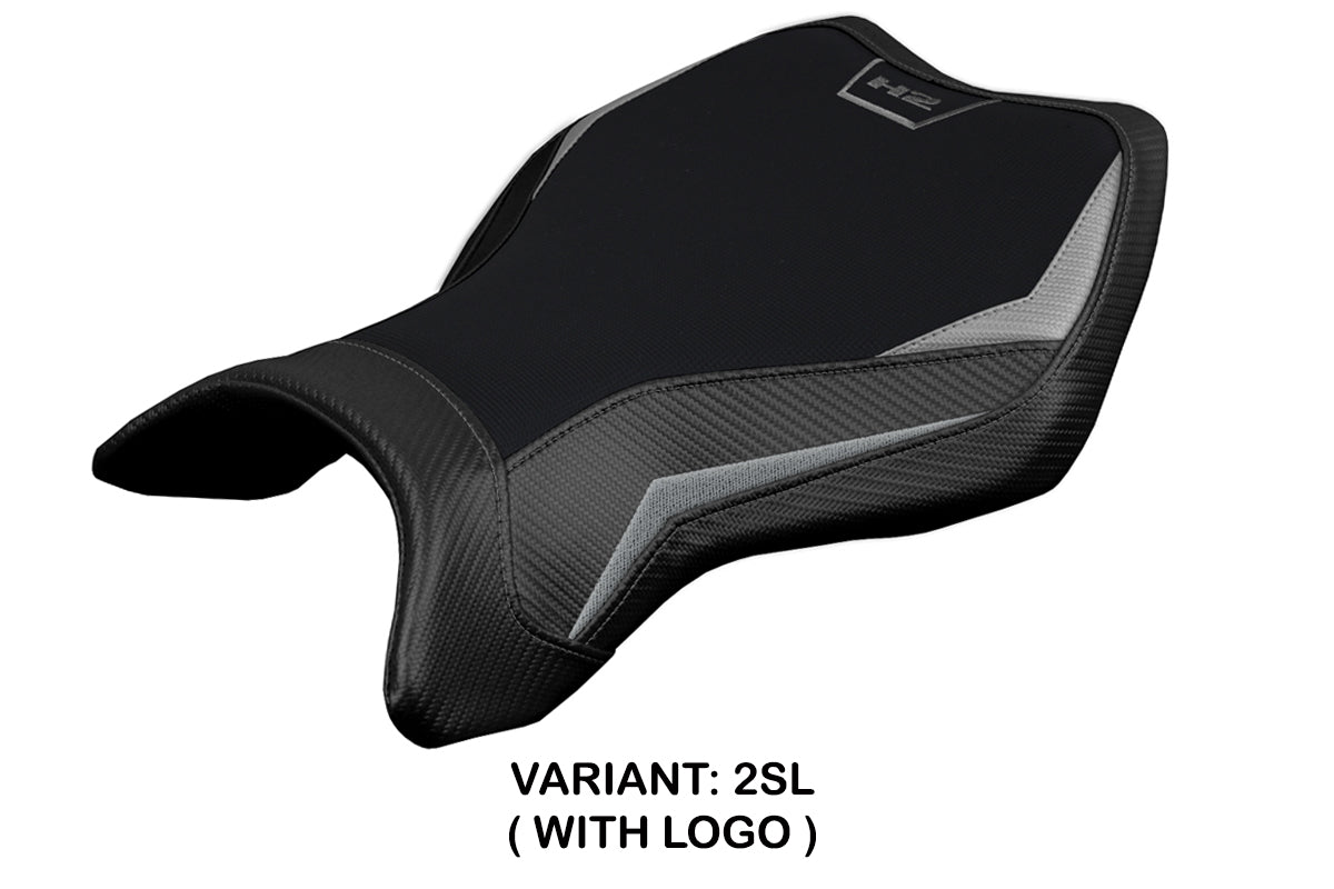Funda de asiento Kawasaki Ninja H2 H2R 2015-2025 Tappezzeria Italia TPZ en plata y negro
