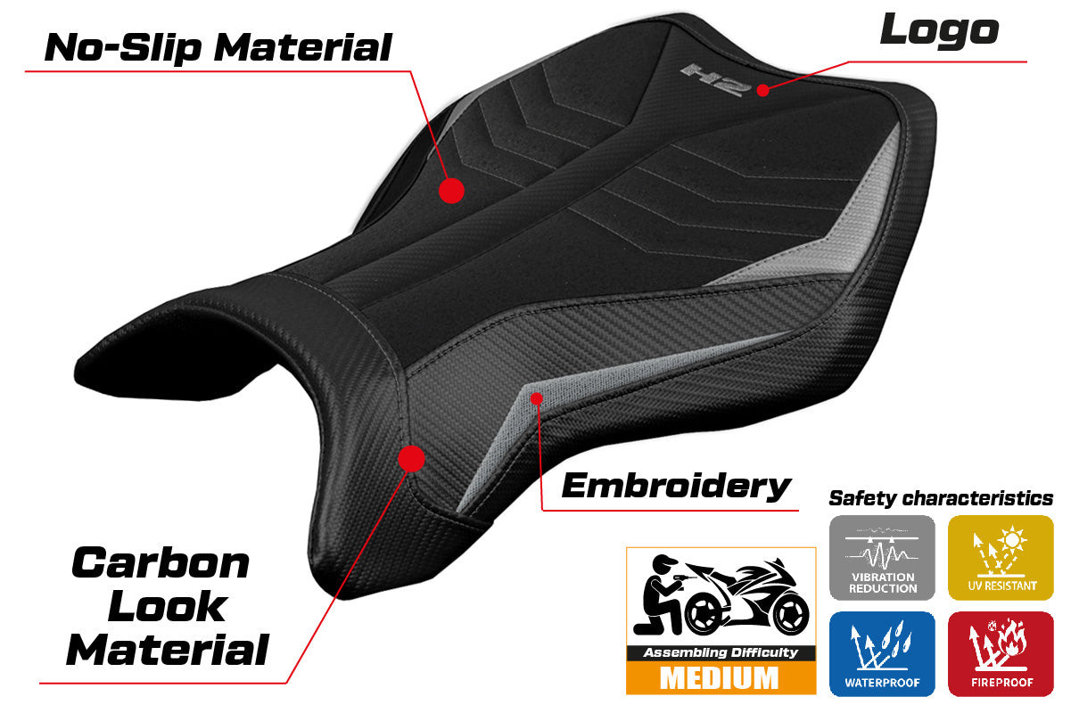Kawasaki Ninja H2 H2R 2015-2025 Seat Cover Tappezzeria Italia TPZ Ultragrip in Silver