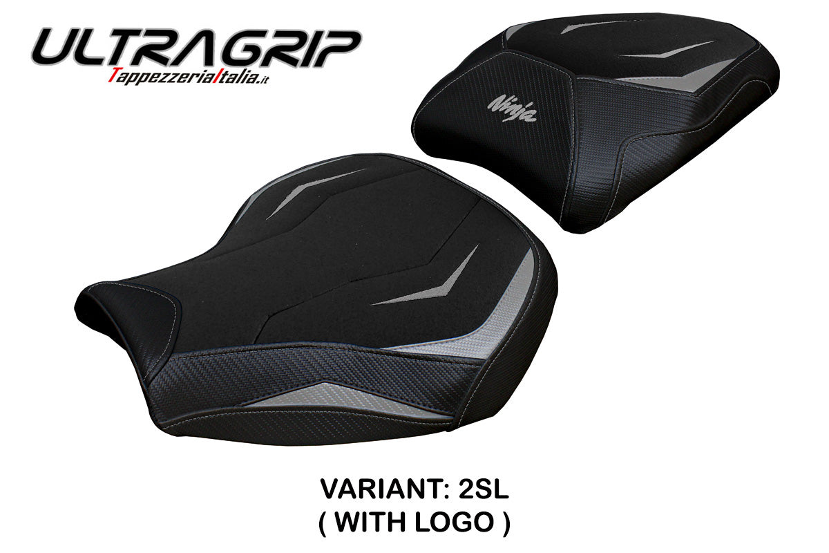 Funda de asiento Kawasaki Ninja H2 1000SX 2018-2025 Tappezzeria Italia TPZ Ultragrip en plata