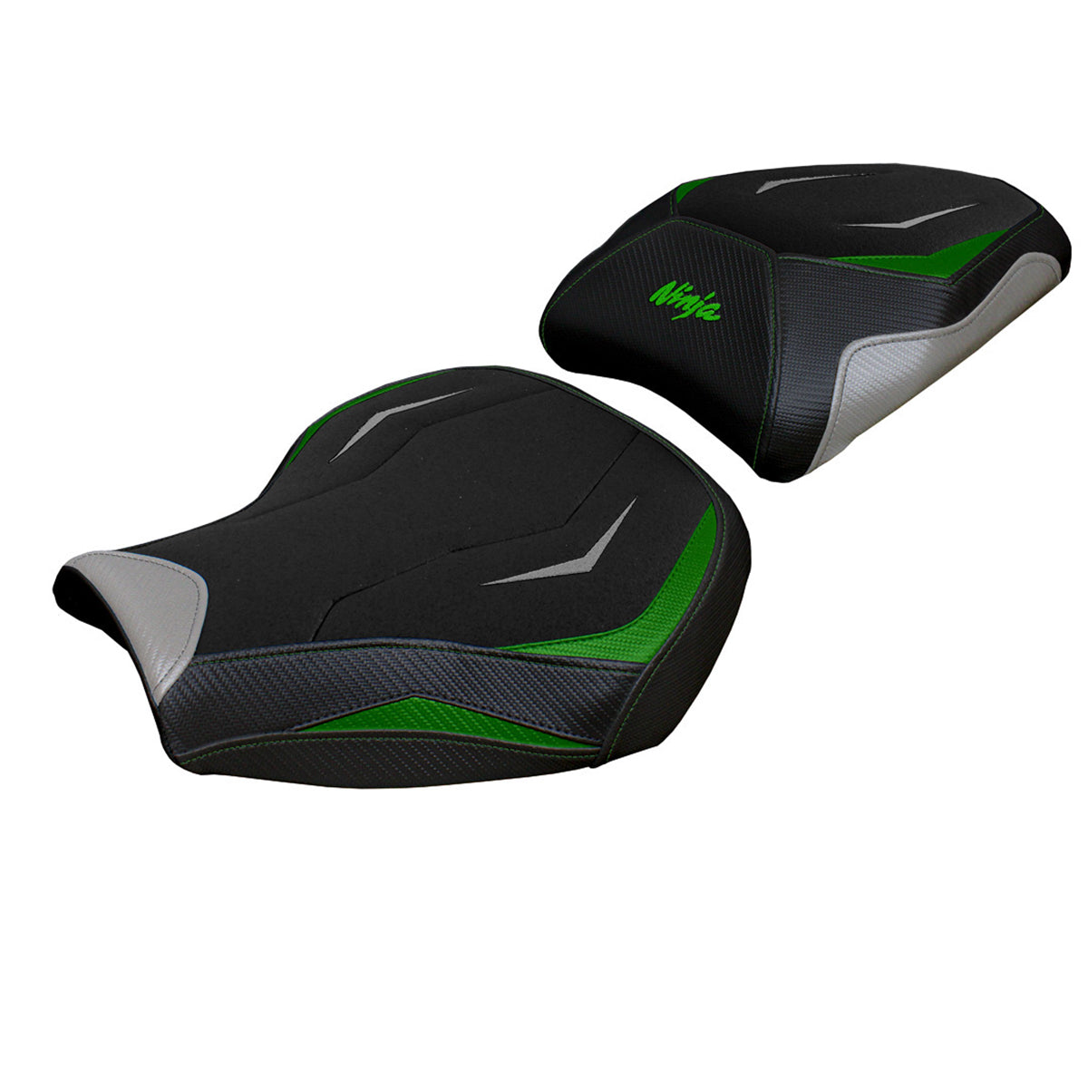 Kawasaki Ninja H2 1000SX 2018-2025 Seat Cover Tappezzeria Italia TPZ Ultragrip in Green and Silver
