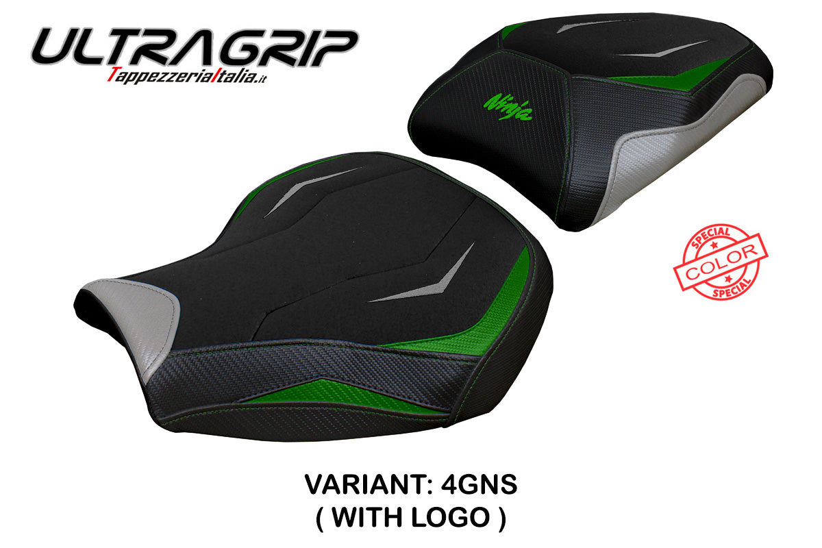 Kawasaki Ninja H2 1000SX 2018-2025 Seat Cover Tappezzeria Italia TPZ Ultragrip in Green and Silver