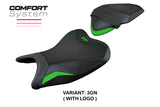 Funda de asiento Kawasaki Ninja 250 2018-2019 Tappezzeria Italia TPZ Comfort en verde y negro