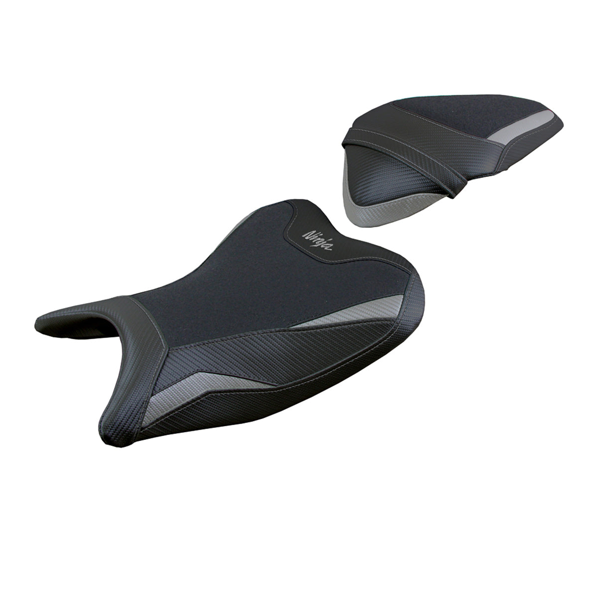 Funda de asiento Kawasaki Ninja 250 2018-2019 Tappezzeria Italia TPZ Ultragrip en gris y negro