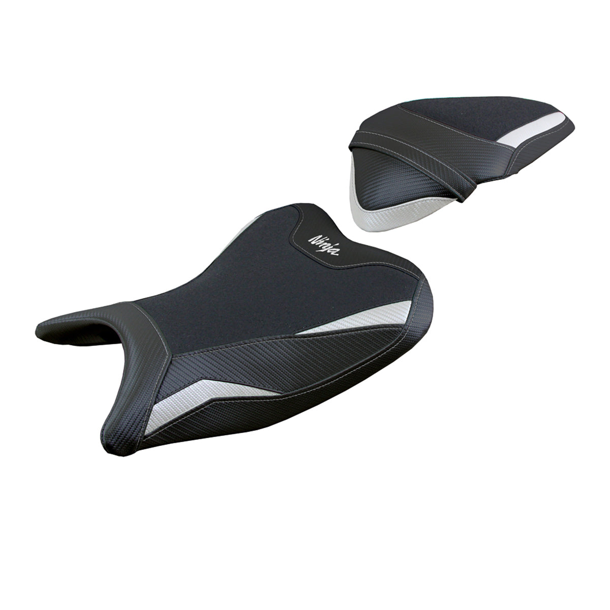 Funda de asiento Kawasaki Ninja 250 2018-2019 Tappezzeria Italia TPZ Ultragrip en blanco y negro