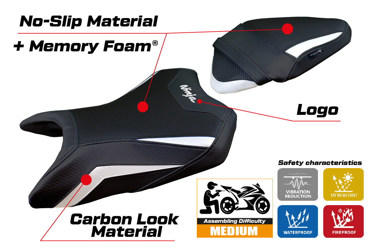 Kawasaki Ninja 500 2024-2025 Seat Cover Tappezzeria Italia TPZ Comfort in White and Black