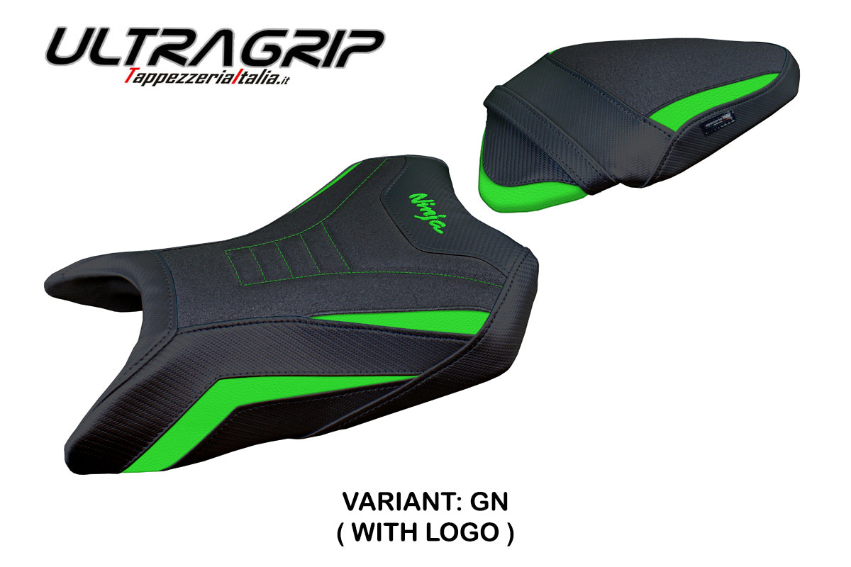 Kawasaki Ninja 500 2024-2025 Seat Cover Tappezzeria Italia TPZ Ultragrip in Green and Black