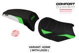 Kawasaki Ninja 650 Z650 2017-2025 Seat Cover Tappezzeria Italia TPZ Comfort in Green and White