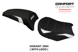 Funda de asiento Kawasaki Ninja 650 Z650 2017-2025 Tappezzeria Italia TPZ Comfort en blanco y negro