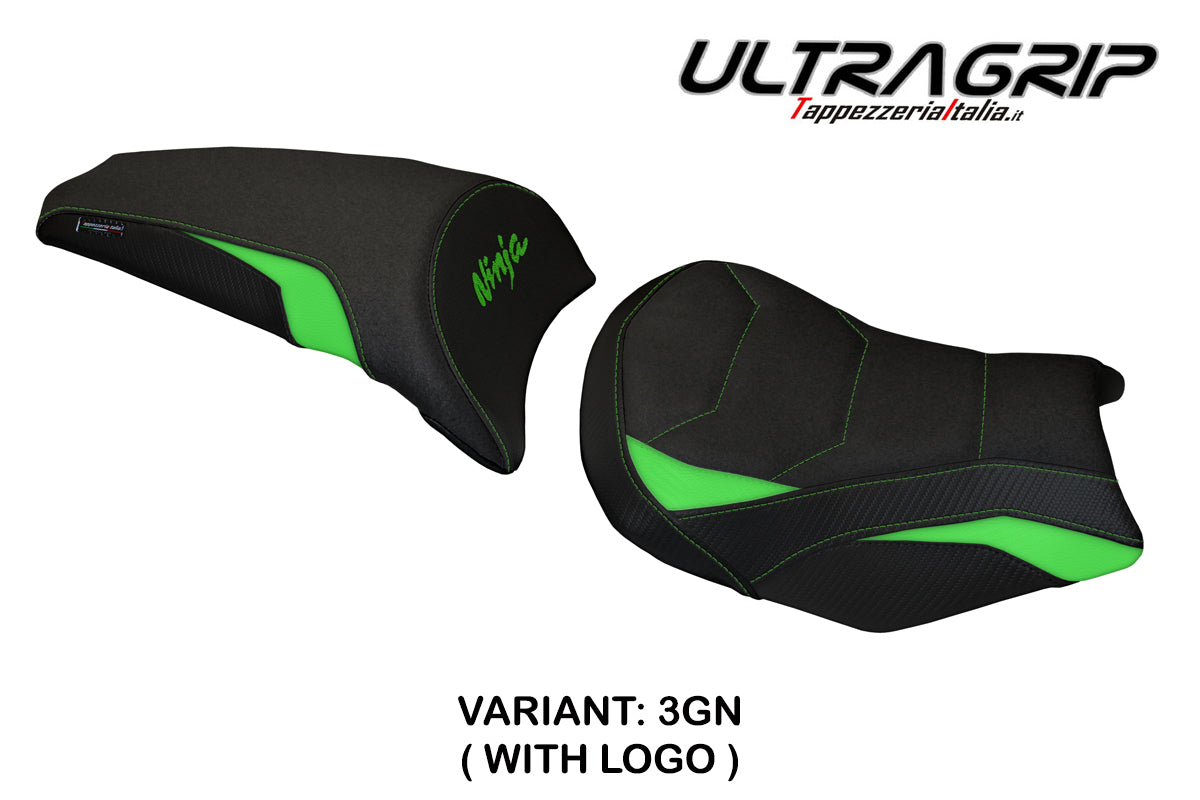 Funda de asiento Kawasaki Ninja 650 Z650 2017-2025 Tappezzeria Italia TPZ Ultragrip en verde