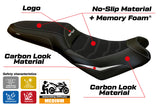 Funda de asiento Kawasaki Versys 650 2007-2025 Tappezzeria Italia TPZ Comfort en blanco y negro