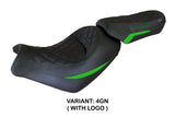 Funda de asiento Kawasaki Vulcan 650 S 2014-2025 Tappezzeria Italia TPZ en verde y negro