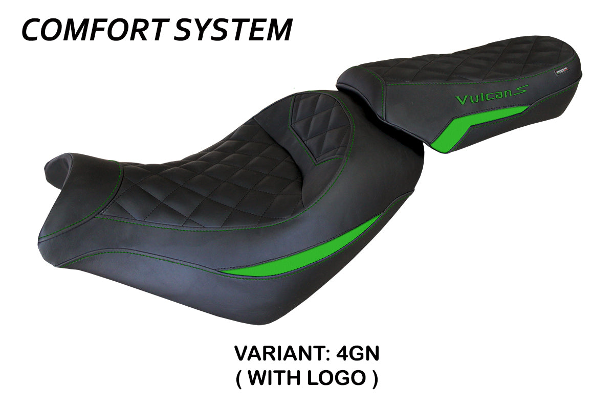 Kawasaki Vulcan 650 S 2014-2025 Seat Cover Tappezzeria Italia TPZ Comfort in Green and Black