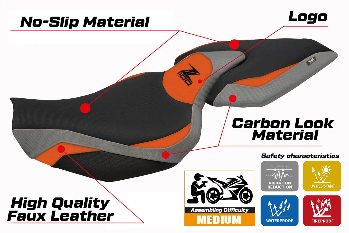 Kawasaki Z1100 2026 Seat Cover TPZ Italia Orange Grey Black